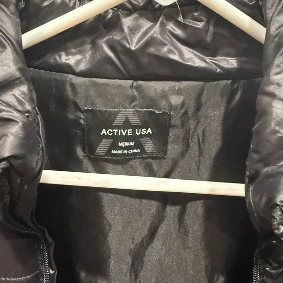 Active USA Women's Quilted Black Puffer Jacket - Picture 2 of 7